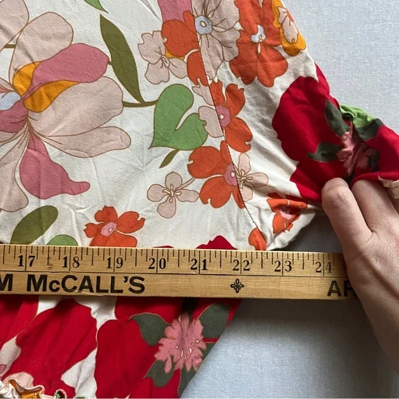 Zara Floral Smocked Waist Midi Dress Button Front XL - Picture 10 of 12